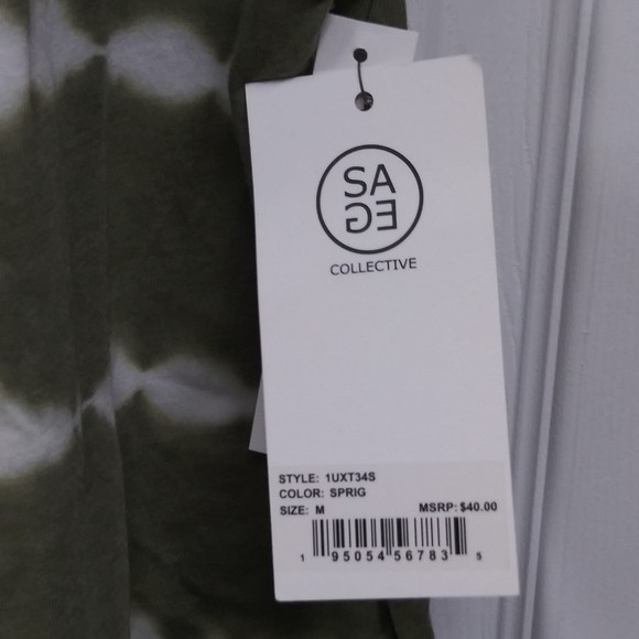 Sage Collective Boxy Tank Top Green Tie Dye Womens Size Medium NWT - Picture 4 of 10